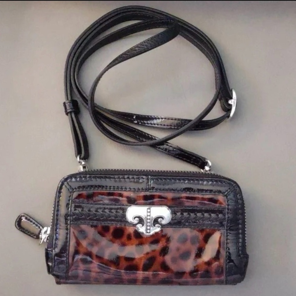 Brighton Animal Print Crossbody Wallet with Black Trim - LIKE NEW!